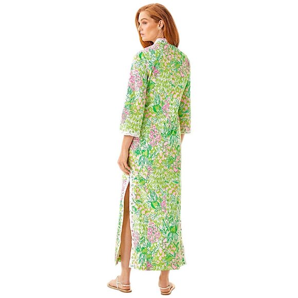 Lilly Pulitzer Shealyn Maxi Caftan in Fauna Green/Lime Feeling Good NWT - Size 4 - Picture 5 of 10